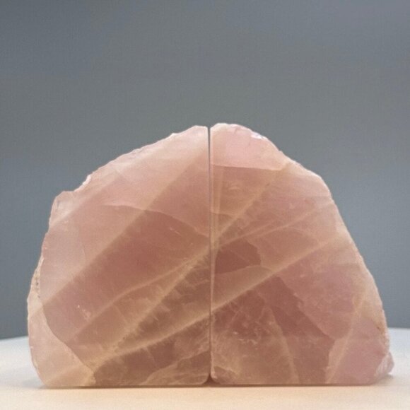 Pink Rose Quartz Crystal Bookends Natural Characteristics Unique Bookshelf (AH) - Picture 2 of 10